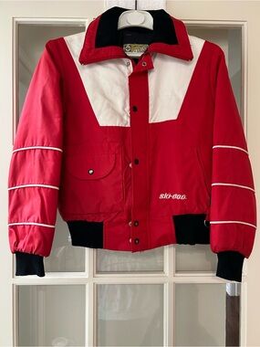 Vintage Ski-Doo Bombardier Kids Ski Jacket 70s 80s Snowmobile Red